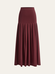 Mock Neck Sleeveless Top and Pleated Midi Skirt Set
