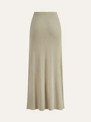 Metal Buckle Elastic-Waist Maxi Skirt