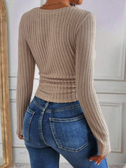 V-Neck Ribbed Skinny T-Shirt