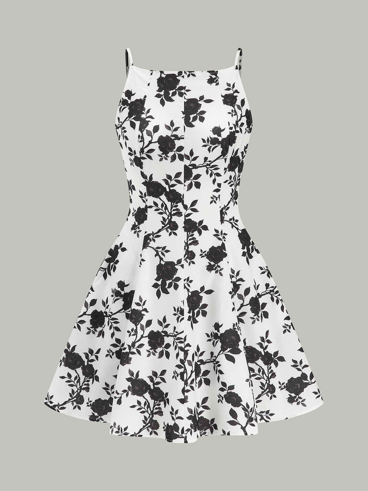 Floral Print Backless Flare Dress