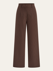 Mid-Waist Pinstriped Wide-Leg Pants