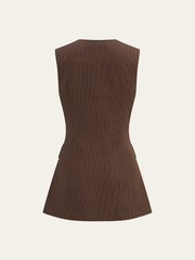 V-Neck Striped Metal Button Tank Top