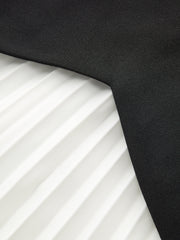 Long Sleeve Color-Block Pleated Dress