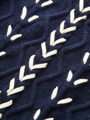 Contrast Stitched Cable Knit Top