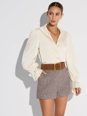 Puffed Sleeve Collar Shirt