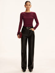 Asymmetric Twist Long-Sleeve Top