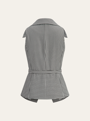 Houndstooth Belted Collar Vest