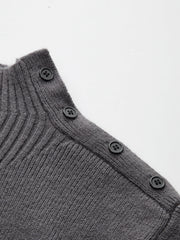 Leg-Of-Mutton Sleeve Button Detail Sweater
