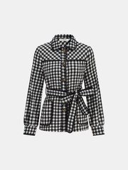 Belted Checkered Collared Jacket