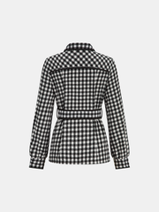 Belted Checkered Collared Jacket