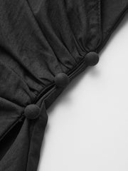 Flared Sleeve Asymmetric Wrap Shirt