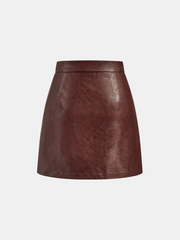 Asymmetric Metal Detail PU Leather Mini Skirt