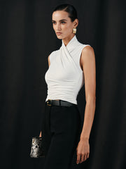 Cross Neck Ruched Tank Top