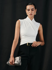 Cross Neck Ruched Tank Top