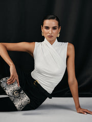 Cross Neck Ruched Tank Top