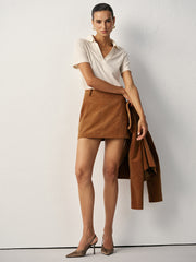 Corduroy Mid-Waist Mini Skirt