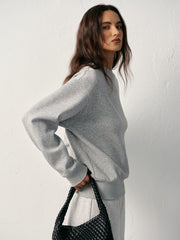 Cotton Blend Crew Neck Sweatshirt