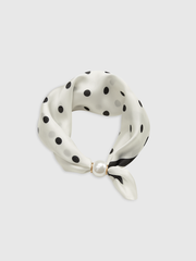 Polka Dot Neck Scarf with Pearl Magnetic Closure