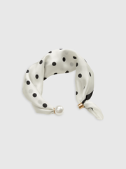 Polka Dot Neck Scarf with Pearl Magnetic Closure