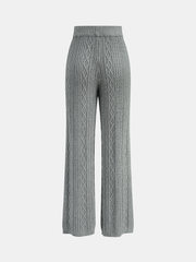 Cable Knit Mid-Waist Drawstring Pants