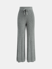 Cable Knit Mid-Waist Drawstring Pants