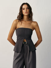 Strapless Zipper Cut-Out Tank Top