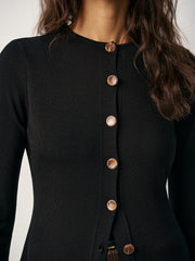 Button-Front Maxi Knit Cardigan Dress