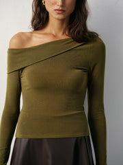 One-Shoulder Long Sleeve T-Shirt