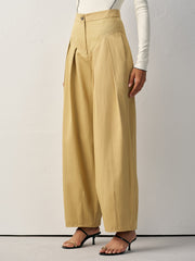 High-Waisted Pleated Wide-Leg Pants