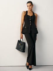 Cross-Shaped Button Vest