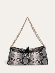 Snakeskin Patterned Chain Shoulder Bag