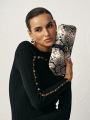 Snakeskin Patterned Chain Shoulder Bag