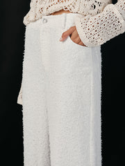 Tweed Mid-Waisted Wide-Leg Pants