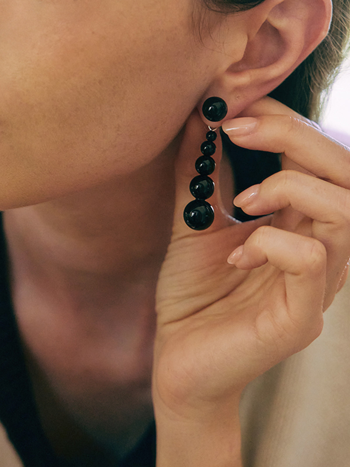 Agate Bead Drop Earrings