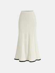 Contrast Trim Knit Vest and Midi Skirt Set