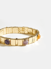 Colorful Gemstone Elastic Golden Bracelet