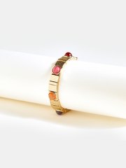 Colorful Gemstone Elastic Golden Bracelet