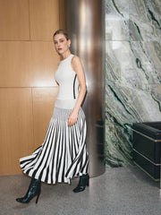 Sleeveless Top and Striped Maxi Skirt Set