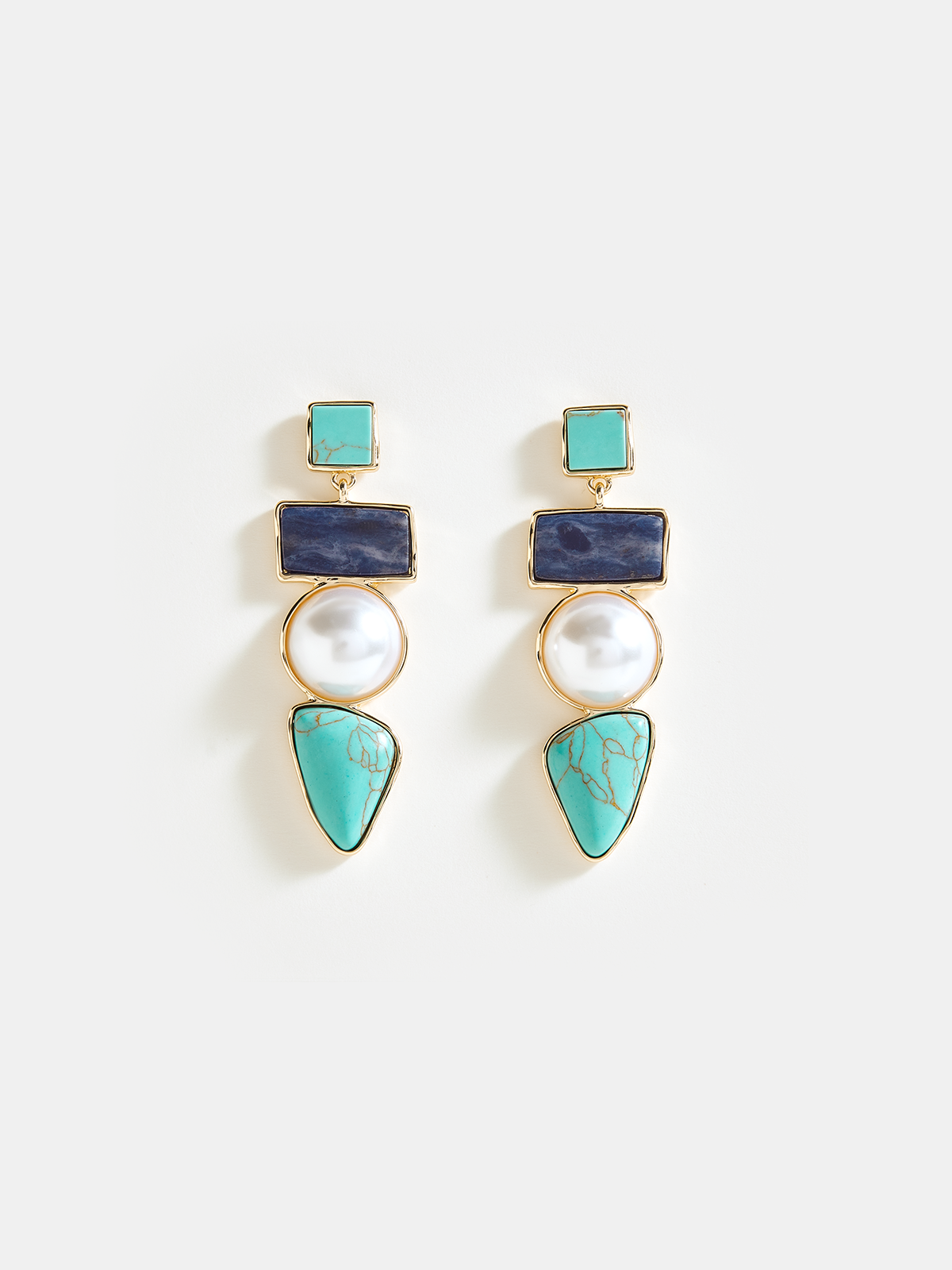 Layered Geometric Pearl Earrings