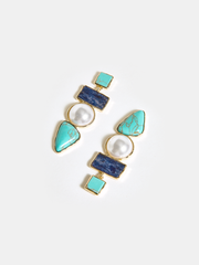 Layered Geometric Pearl Earrings