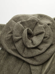Large 3D Flower Single Button Tweed Blazer