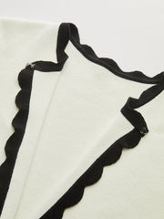 Contrast Scallop Trim Knit Cardigan