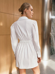 Puffed Sleeve Shirt Mini Dress without Belt