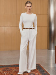 Cotton Blend Fitted Long Sleeve T-Shirt