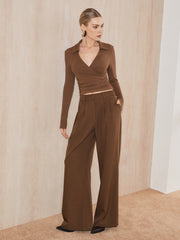 Mid-Waist Wide-Leg Pants