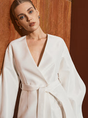 Belted Lantern Sleeve Blazer