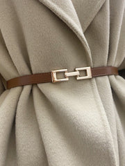 Square Buckle Slim Leather Belt