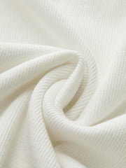 Cotton Blend Ribbed V-Neck Long Sleeve T-Shirt