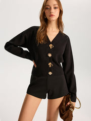 Wool Blend Metal Detail Knit Top