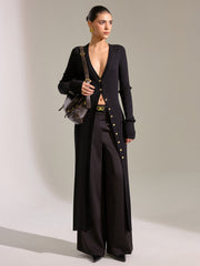 Metal Button Longline Knit Cardigan Dress